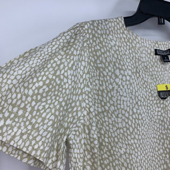 Nicole Miller Dress Linen Blend V Neck Short Sleeve Pleated NWT - Picture 4 of 10